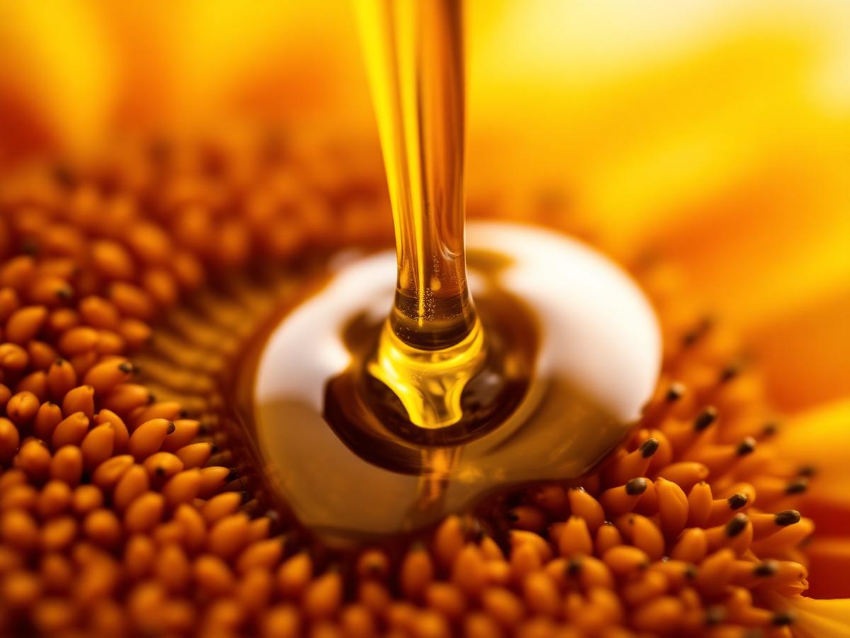 Huile de tournesol versée